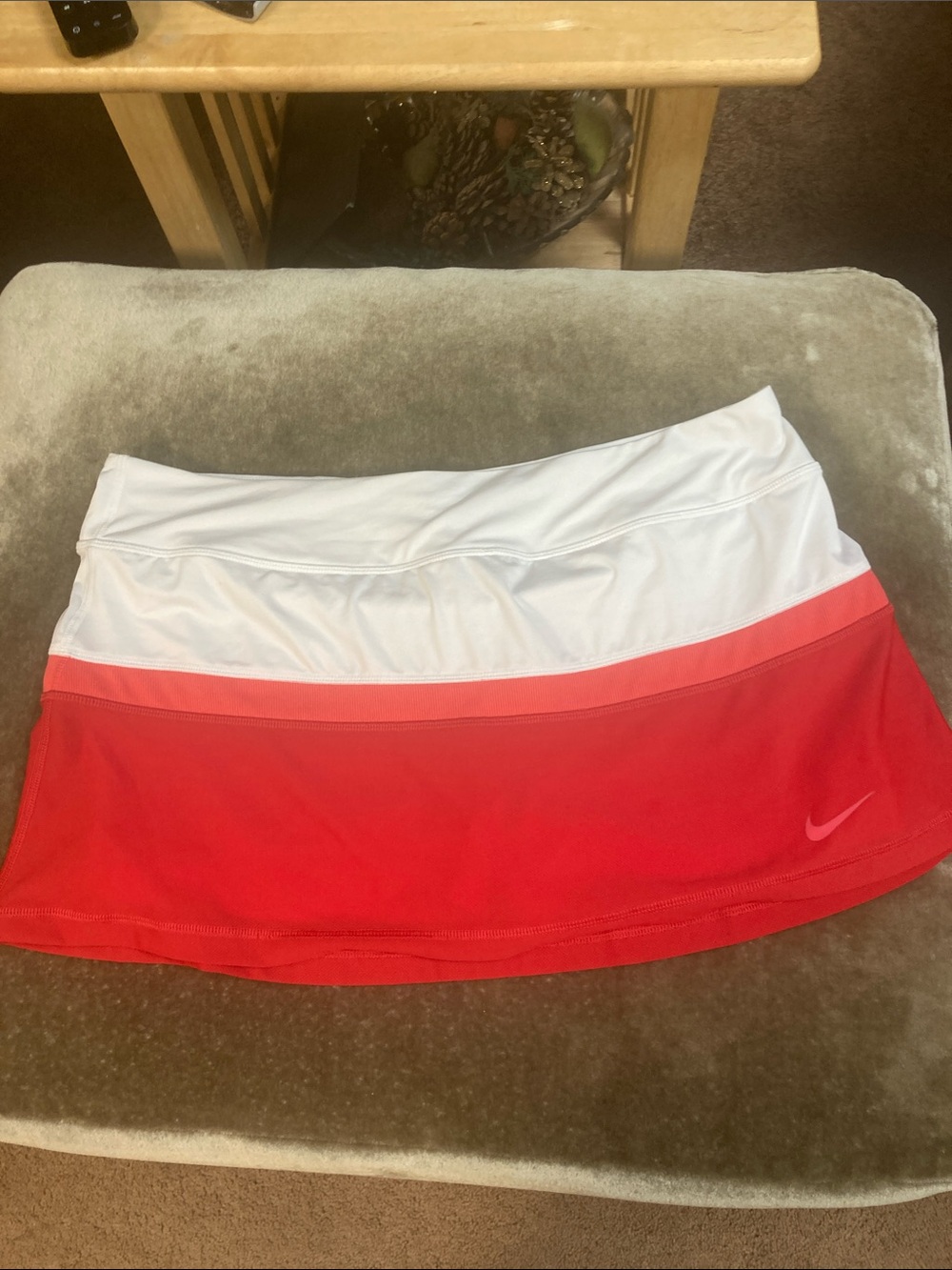 Nike White and Red Gradient Athletic Skort